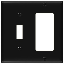 ENERLITES Combination Toggle Light Switch/Decorator Light Switch Plate, Double Switch Wall Plate, Standard Size 2-Gang 4.50" x 4.57", Polycarbonate Thermoplastic, 881131-BK, Black