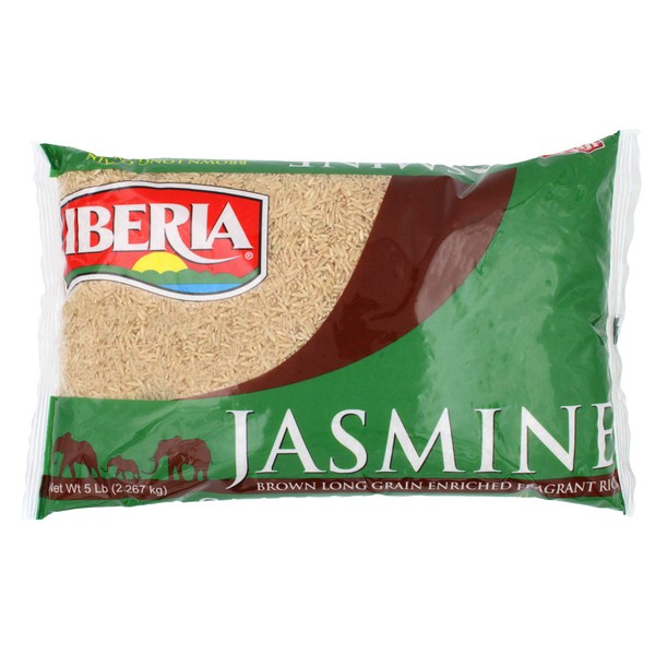 Iberia Brown Jasmine Rice, 5 Lbs Long Grain Naturally Fragrant Enriched Brown Jasmine Rice