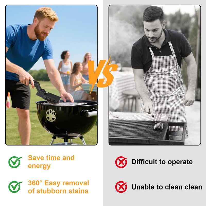 Electric Grill Clean Brush, Rechargeable Cordless BBQ Brush, 180°Adjustable Cleaning
