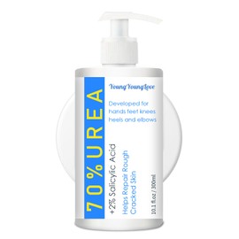 YOUNGYOUNGLOVE 10.1 Oz - Urea Cream 70% plus Salicylic Acid 2% for Dry Cracked Feet, Heels, Knees, Elbows and Hands, Moisturizes, Softens and Removes Calluses Dead Skin (10.1 oz, 70%)