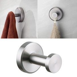 Wall Mount Bath Robe Towel Hook SUS304 Stainless Steel Wall Hook Heavy Duty Clothes Coat Hanger Round Shower Cloth Hanger for Bedroom Bathroom Kitchen(Brushed Nickel)