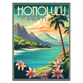 R and R Imports Honolulu Hawaii Souvenir Vintage Travel Poster 11x17-Inch