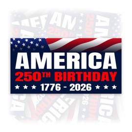America 250th Birthday 1776 2026 | Bumper Sticker or Car Magnet | American Flag Magnetic Bumper Sticker Decorations for Cars [7.5x3.75]