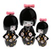 lachineuse 3 Japanese Kokeshis Dolls - Design and Black Hue,