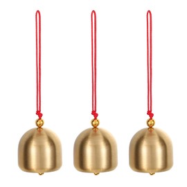PATIKIL Small Bulk Hanging Bell, 3 Pcs Chinese Feng Shui Bell Good Luck Wind Chime for Door Window Home Garden Decor Wealth and Safe Pendant, Golden-Red