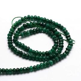 Perlin Gemstone Beads Agate Stone 4 mm Fir Green 30 Pieces Faceted Rondelle Gemstones Semi-Precious Stone Jewellery Beads G10