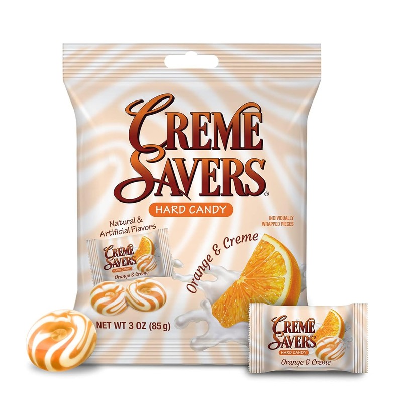 Creme Savers Hard Candy, Orange & Creme, 3 oz Bag