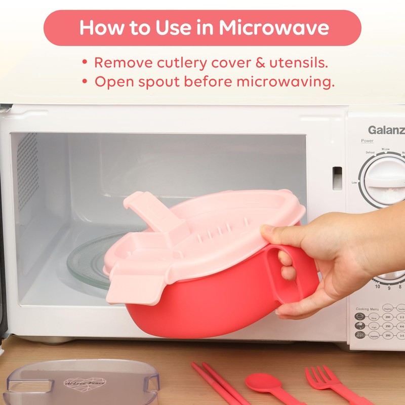 AI LOVE PEACE Microwavable Ramen Bowl Cooker with Lid -