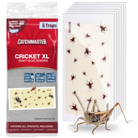 Catchmaster Cricket XL Giant Glue Boards 6-Pk, Adhesive Bug Catcher Cricket Traps Indoor, Sticky Trap for Inside Your Home, Bulk Insect Killer, Insect Traps for House & Garage, Pest Control for Home