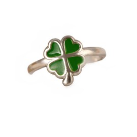 Dainty Green Clover Grass Lucky Clover Leaf Ring St. Patrick's Festival Irish Holiday Rings Accessories for Women-Silver