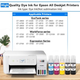 SUBLIMAKER 522 Ink Refill Bottles for Ecotank ET-2720 ET-2800 ET-2803 ET-4800 ET-2400 ET-4700 ET-2840 ET-4810 Printers, High Performance T522 522 Ecotank Printer Ink Refill