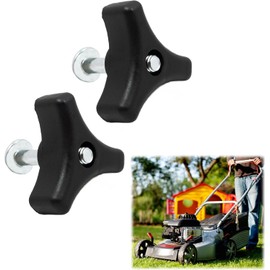 Juego de 2 juegos de mango universal para cortacésped, tuerca de mariposa, perno, mango triangular, tornillos de fijación, juego de tornillos de fijación, herramienta para cortacésped (negro)