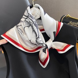 Aufeel 100% Real Mulberry Silk Women Small Square Neck Scarfs 21" Lightweight Headscarf Printed Neckerchief Gift Packed (Floral)