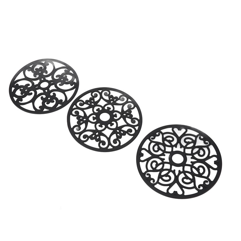 3pcs Modern Kitchen Trivets Waterproof Hollow Carved High Temperature Resistance