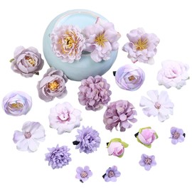 21Pcs Flower Hair Clip Set Artificial Tropical Flower Hair Clip,Artificial Flower Hair Pins,Bridal Bridesmaid Flower Headpiece for Seaside Holiday Hawaii Floral Vacation (Light purple)