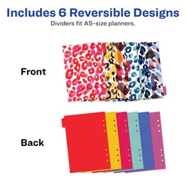 Avery Planner Dividers for A5 Planners, 6-Tab Set, Brushed Cheetah Animal Print Design, 1 Set (25455)