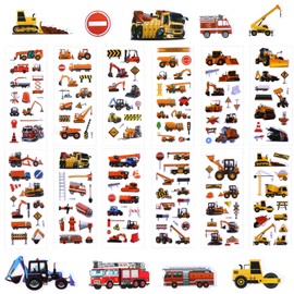 HJZHII 10 Sheets of 3D Stickers for Children and Toddlers, 3D Stickers Children, Digger Tractor Sticker, Puffy Car, Vehicle, Digger Reward Stickers, Swollen Stickers for Boys, Teachers, Children's