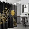QGHOT Black and Gold Shower Curtain Boho Mid Century Black