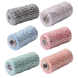 Felimoa Cotton Rope for Wrapping, Wrapping, Letter, String, Gifts, Approx. 328.4 ft (100 m), Set of 6 Colors