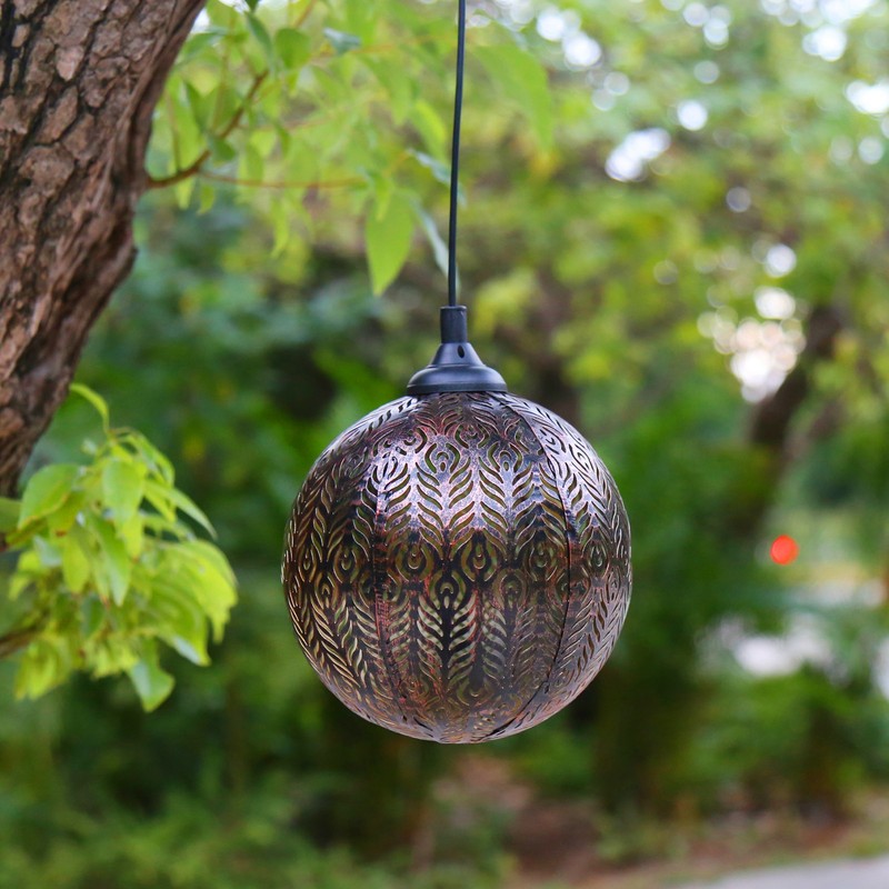 5.9in Solar Lantern Garden Garden LED Solar Hanging Lights Round