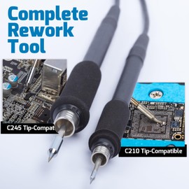 WEP 982D Precision Soldering Station with Automatic Calibration, Tiltable Screen, C245 C210 Compatible Soldering Iron Kit with 2 Spools Lead Free Solder Wire, 6 Soldering Cartridges