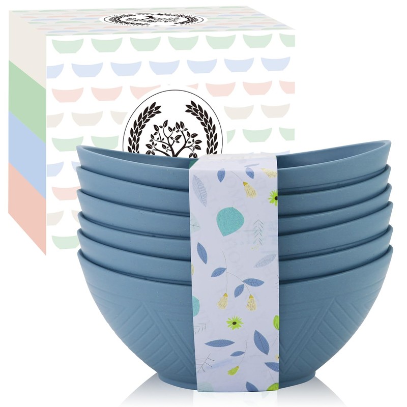 Homienly Wheat Straw Bowl Sets of 6-60oz Large Cereal Bowls,Microwave