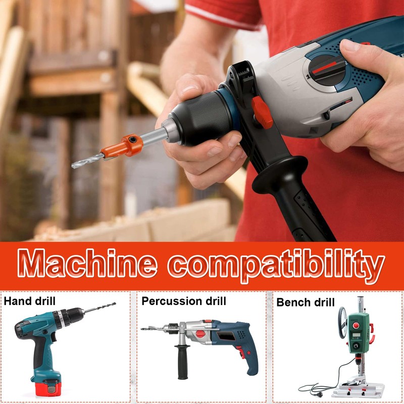 15Pcs Countersink Drill Bit Set Steel Tapered Drill Bits with