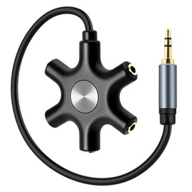 5-Jack Multi Headphone Audio Splitter - Portable 3.5 mm Headphone Splitter for up to 5 Devices, Perfect for Classroom, Shared Music Listening and Audio Mixing