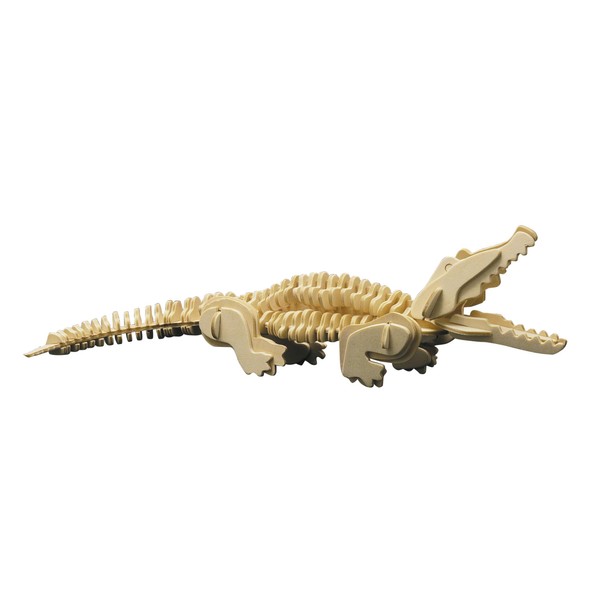 Pebaro 860/3 Holzbausatz Krokodil, 3D Puzzle Tier, Modellbausatz, Basteln mit