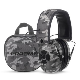 PROTEAR Bluetooth Wireless Headphones, Noise Canceling Hearing Protection for Work, Lawn Mowing, Construction, 1200mAh Rechargeable Ear Muffs, Includes Carrying Bag& USB Cable（Gray Camouflage）