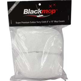 Black Mop Super Premium Cotton Terry Cloth 8" x 15" Mop Cover - 2 Pack
