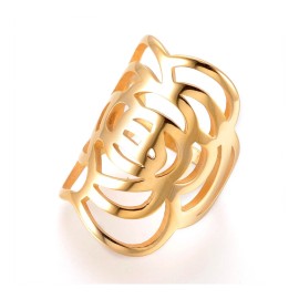 LZD 304 Stainless Steel Finger Rings Gold Size 7 17mm  A36