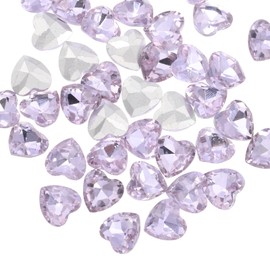 sourcing map 80Pcs Heart Rhinestones, 10mm Pointed Back Heart Glass Rhinestone Gems Crystal for Jewelry Making Costume DIY Crafts, Transparent Purple