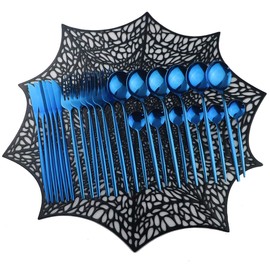 Uniturcky Mirror Polished Blue Silverware Set,24-Piece 304 Stainless Steel Satin Finish Flatware Set,Kitchen Utensil Set,Tableware Cutlery Set for Home and Restaurant, Dishwasher Safe Service For 6