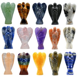 Pack of 5 Crystal Angel Figurines Bulk Set for Meditation Crystal Grid Gift - Wholesale Bulk Crystals and Healing Stones Premium Gemstones for Protection and Healing Energy