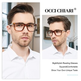 OCCI CHIARI Wide Reading Glasses Men Large Head 2.5x Strength Ultralight Readers(1.0 1.25 1.5 1.75 2.0 2.25 2.5 2.75 3.0 3.5 4.0 5.0 6.0)