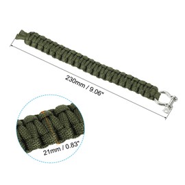 PATIKIL Survival Paracord Bracelets, 2 Pack Braided Bracelet with O-Shaped Buckle Party Favors Camping Gifts Outdoor Wraps for Men, Army Green