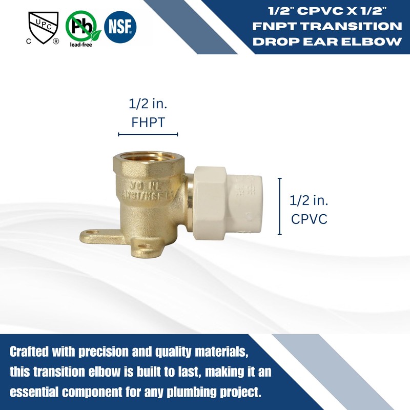 XFITTING 10-PACK Transition Drop Ear Elbow, 1/2" CPVC x 1/2"