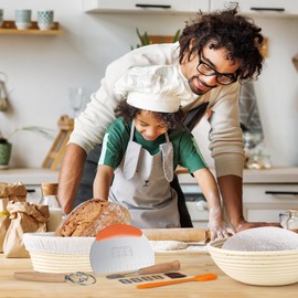 Banneton Bread Proofing Basket Set,10 Inch Round & 9 Oval Sourdough Bread Baking Supplies With Linen Liner - Sourdough Starter Kit