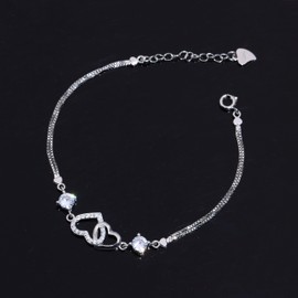 Bracelet for Women, 925 Sterling Silver Infinity Love Heart Bracelets, Bracelet for Women, Girls, Wife, Sister, Lover, Mum, One size, Sterling Silver, No Gemstone