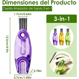 Cepillo Limpiador para Termos y Botellas, 4 en 1 Cepillo Multifuncional para Vasos, Tazas y Tapas, Limpiador de Ranuras y Espacios Difíciles, Cepillo para Cocina y Accesorios de Bebidas