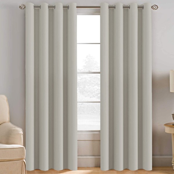 Room Darkening Curtain 84 Inches Long Thermal Insulated Curtain for Bedroom Window Treatment Grommet Curtain Panel Drapes, Energy Efficient for Living Room, Solid Ivory/Cream, One Panel, 52"W x 84"L