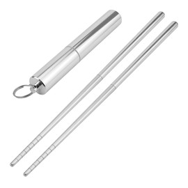 Folding Chopsticks with Case - 304 Stainless Steel Travel Chopsticks Set Collapsible & Portable Metal Utensils for Outdoor,Camping, Office Lunch