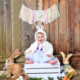 Some Bunny Is One High Chair Banner - Easter Rabbit 1st Birthday Highchair Banner, Bunny 1st Birthday Decoration for Girls, Spring First Birthday Decor