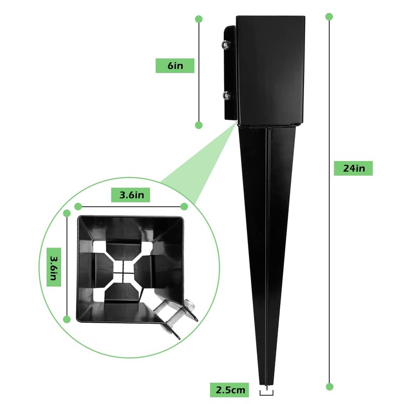 XYADX Fence Post Anchor Ground Spike Heavy Duty Black Powder