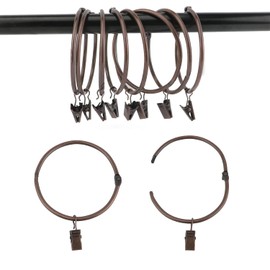 Suneration - Paquete de 12 anillos de cortina con clips de metal para colgar anillos de 7.6 cm de diámetro interior, a prueba de óxido, para cortinas decorativas clásico, resistentes y decorativas, varillas de cortina color rojo pátina