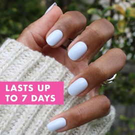 Olive & June Classic Super Stick Mani Press On Nails | Short, Round | No Glue Needed | 32 Tab Nails in 16 Sizes | Non-Toxic Tabs Easy On-Off Non-Damaging Realest Look | 7-Day Wear | Rink Pastel Blue