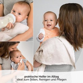 MAKIAN Mullwindeln 6er Pack, 70x70 cm, Oeko-TEX® Standard 100 geprüft, 6 Spucktücher in Premium Qualität - doppelt gewebte Stoffwindeln/Mulltücher - Terracotta/Beige/Mokka