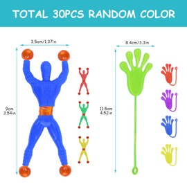 Ainiv 30Pcs Novelty Sticky Stretchy Toys Set, 15PCS Sticky Window Crawler Men+ 15PCS Sticky Hands, Stretchy Sticky Wall Climbers Window Crawler Toys Party Bag Fillers for Party Favor Home Kids Gift