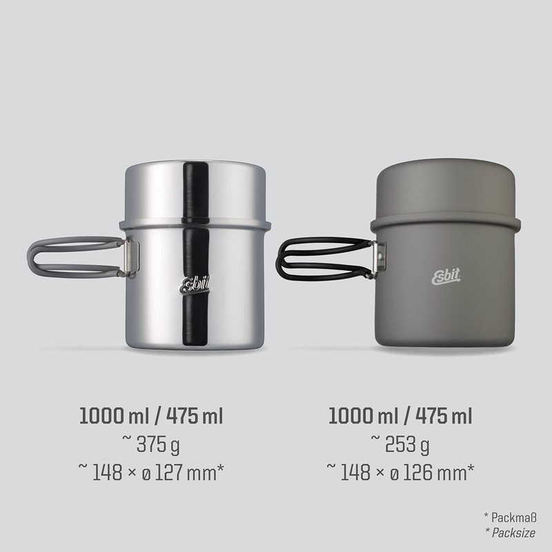 Esbit ESPT1000ST Outdoor Stainless Steel Pot, 33.8 fl oz (1,000